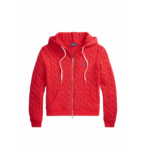ラルフローレン レディース ジレー アウター Zip-up cable-knit cardigan Red
