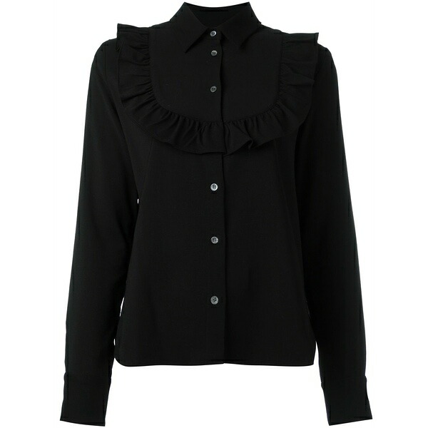 棲み家 狐狸 レディース プルオーバー トップス Ruffled panel shirt Black