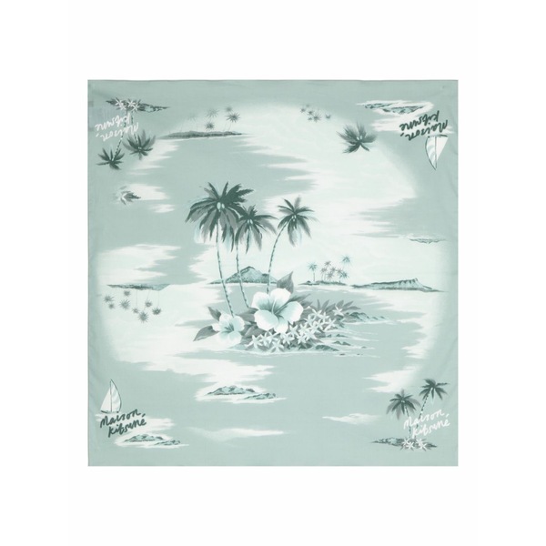 住み家 稲荷 メンズ えり巻き・袈裟・えり巻き 付属物 Island-print cotton scarf Blue