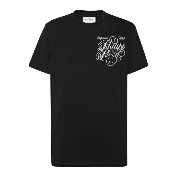フィリップ飾り気の無い メンズ プルオーバー トップス Plein coursive stones t-shirt Black