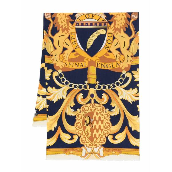 アスピナルオブロンドン レディース 消音装置・袈裟・えり巻き 添え物 Printed silk scarf Blue