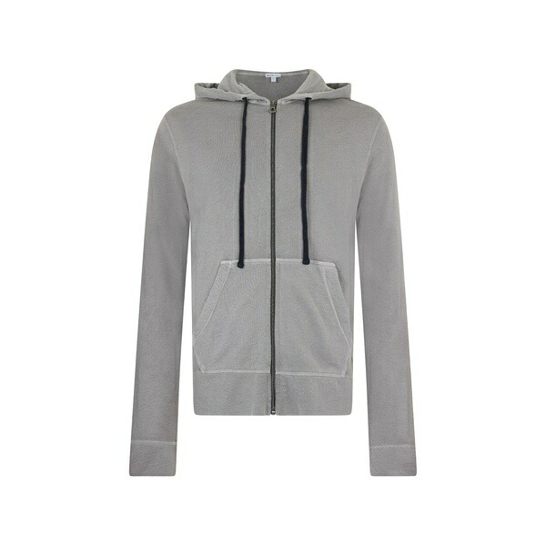 ジェームス 金入れ メンズ パーカー・スウェットシャツ アウター Zip-up drawstring hoodie Grey