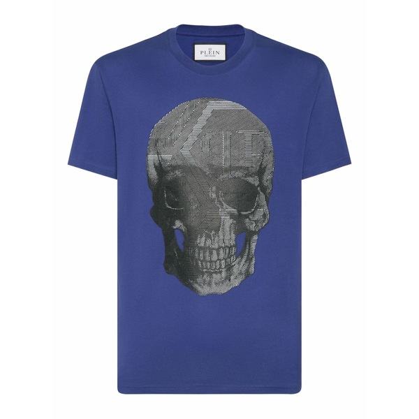 フィリップ飾り気の無い メンズ プルオーバー トップス Skull t-shirt  Blue