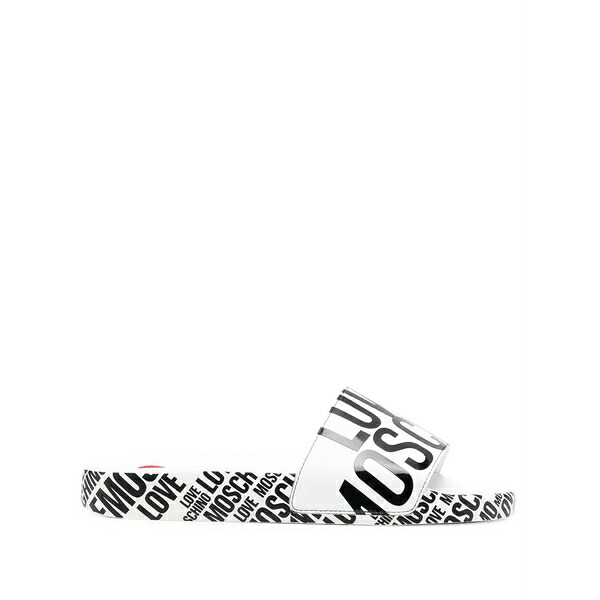 優しいこと モスキーノ レディース サンダル シューズ Logo-print slides White