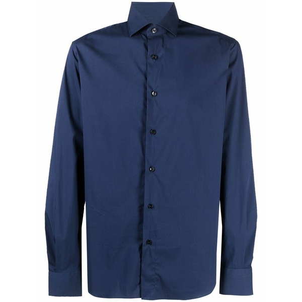 ザカス  メンズ プルオーバー トップス Long-sleeve regular fit shirt Blue
