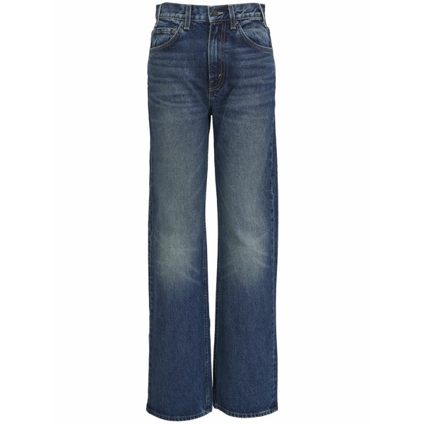 ニリロータン レディース ジーンズズボン下 ボトムス Whiskering effect mid-rise straight-legged jeans Blue
