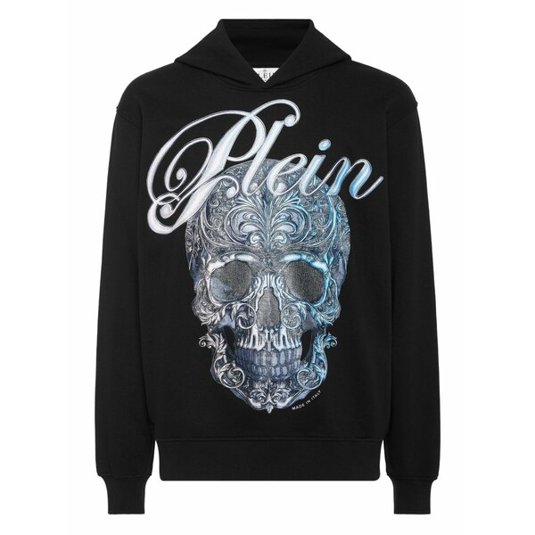 フィリップ飾り気の無い メンズ パーカー・スウェットシャツ アウター Skull-print hoodie Black