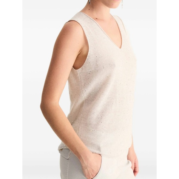 ビアンカランシア レディース カットソー トップス Sequin-embellished vest Neutrals