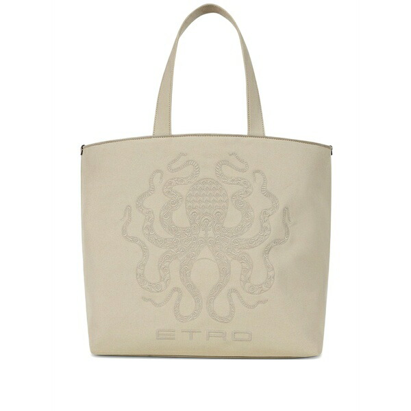 エトロ メンズ トートバッグ 御徒面子 Octopus-embroidered tote bag Neutrals
