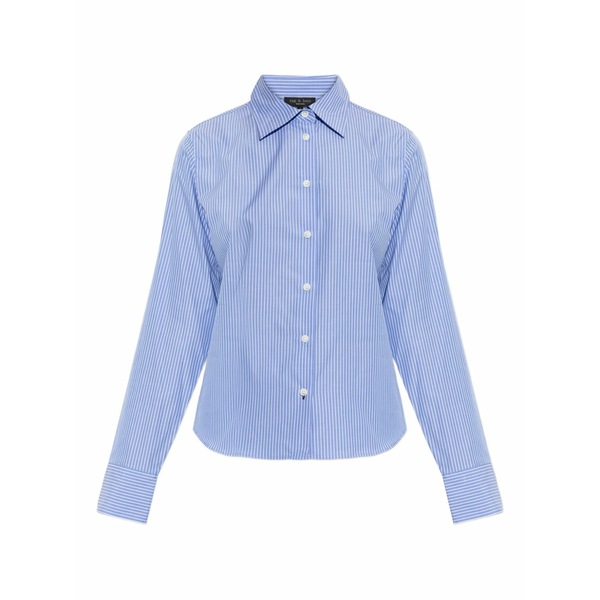 ラグアンドボーン レディース ティーシャツ トップス Striped buttoned shirt Blue