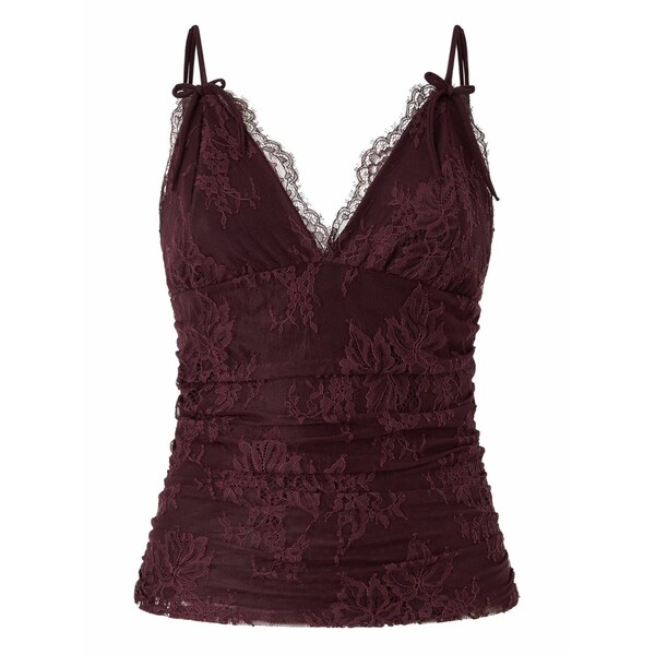 ピンコ レディース カットソー トップス Lace-overlay ruched tank top Purple