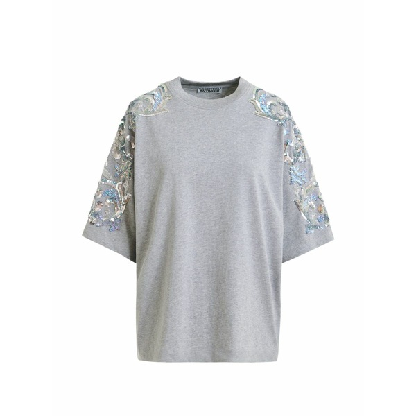 エッセンシャルアントワープ レディース ティーシャツ トップス Sequin-embellished bead-embellished t-shirt Grey