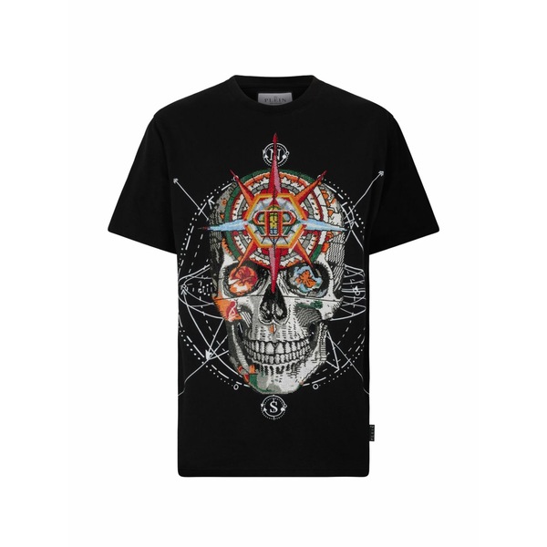 フィリップ飾り気の無い メンズ プルオーバー トップス Rose skull stones t-shirt Black