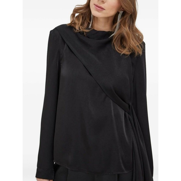 バードット レディース シャツ トップス Draped tie-front blouse Black|asty