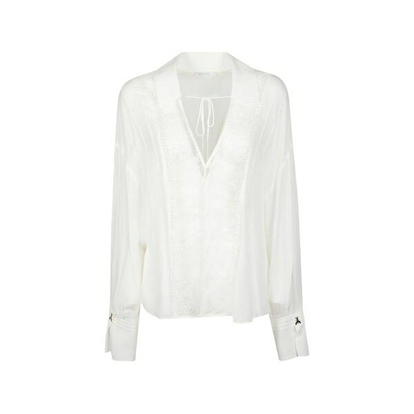 パトリツィア ペペ レディース プルオーバー トップス Lace long-sleeves blouse White