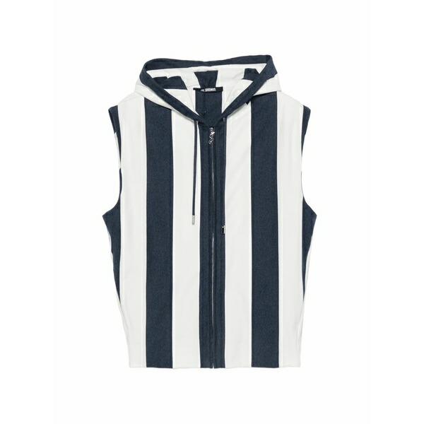 ジャクエムス メンズ 上衣＆上衣 アウター Marini￡¨re striped sleeveless hooded gilet  Blue