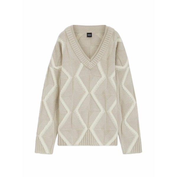 雇い主 レディース 編み物\u0026ティーシャツ アウター Patterned v-neck sweater Neutrals