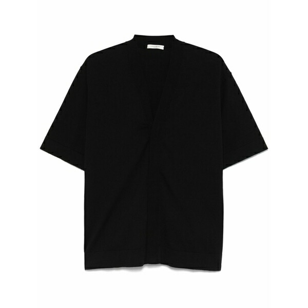 パウロペコラ メンズ ジレー アウター Cotton short-sleeve cardigan Black