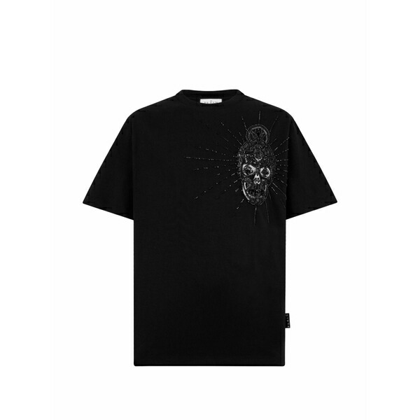 フィリップ飾り気のない メンズ ティーシャツ トップス Round-neck skull-graphic t-shirt Black