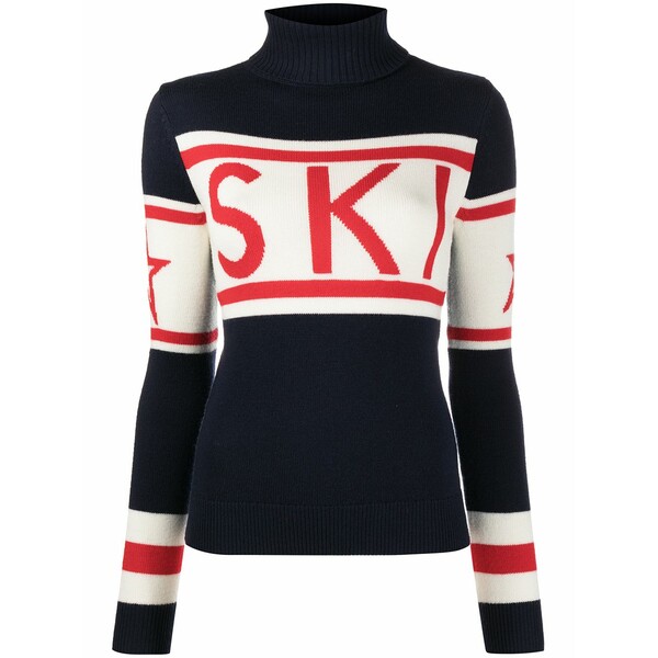 完備したちょっとの間 レディース 編み物\u0026ティーシャツ アウター Ski intarsia knit roll neck jumper Blue