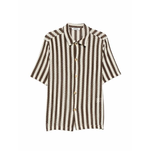 インペリアル メンズ プルオーバー トップス Vertical-stripe open-knit shirt Brown