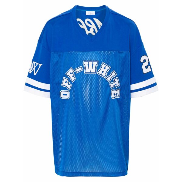 象牙色 メンズ ティーシャツ トップス Logo-patch football t-shirt Blue
