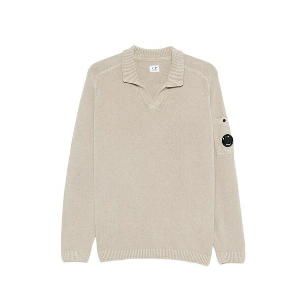 シーピーカンパニー メンズ 編み物\u0026スウェーター アウター Logo-patch v-neck sweater Neutrals