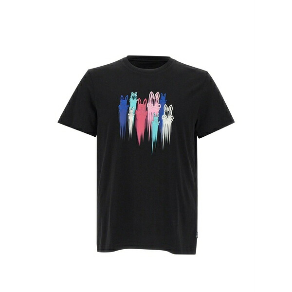 サイコバニー メンズ ティーシャツ トップス Embroidered pima cotton t-shirt Black