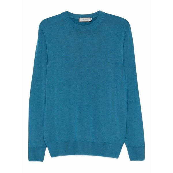 カナーリ メンズ 編み物\u0026ティーシャツ アウター Crew-neck wool sweater Blue