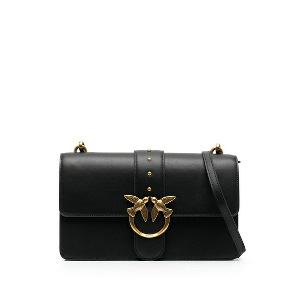 ピンコ レディース ショルダーバッグ 御徒面子 Love one leather crossbody bag Black