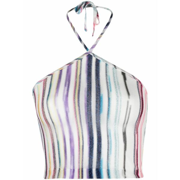ミッソーニ レディース カットソー トップス Stripe knit halterneck top White｜asty 55,680円