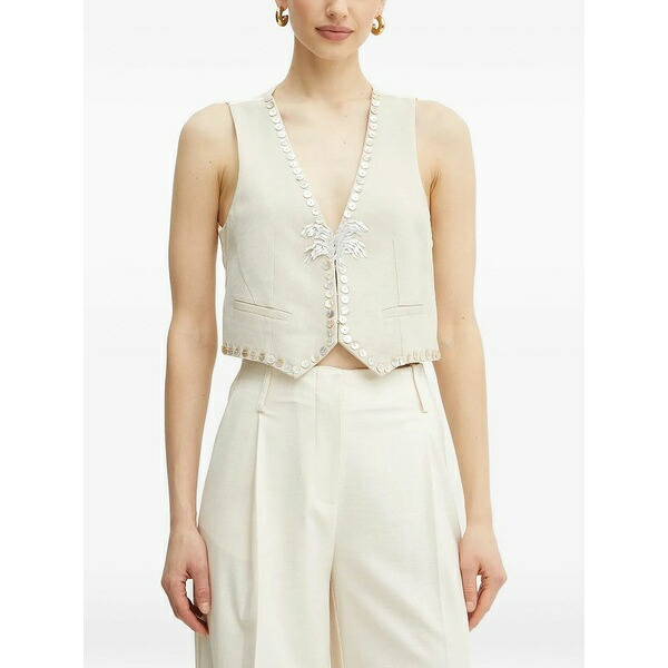 フォルテ フォルテ レディース カットソー トップス Embellished vest Neutrals