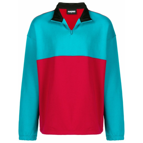 プレジャーズ メンズ パーカー・スウェットシャツ アウター Contrast panel fleece sweatshirt Red