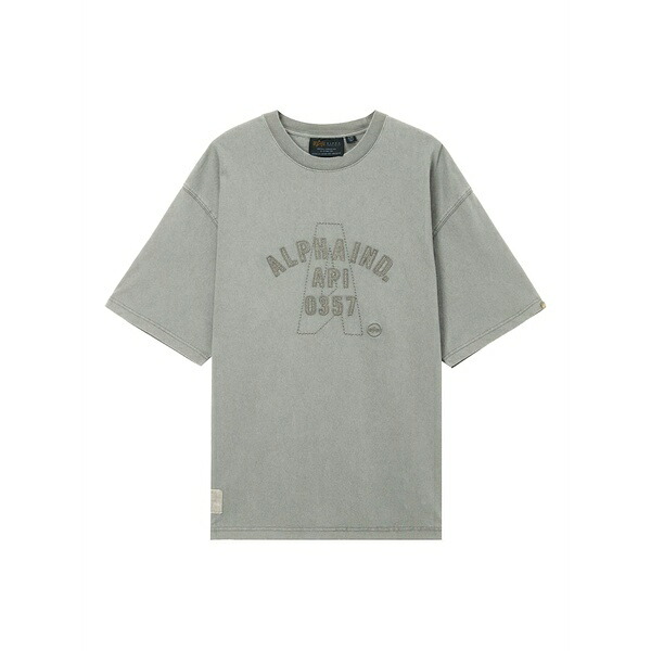 アルファインダストリーズ メンズ ティーシャツ トップス Embroidered-logo cotton t-shirt Grey
