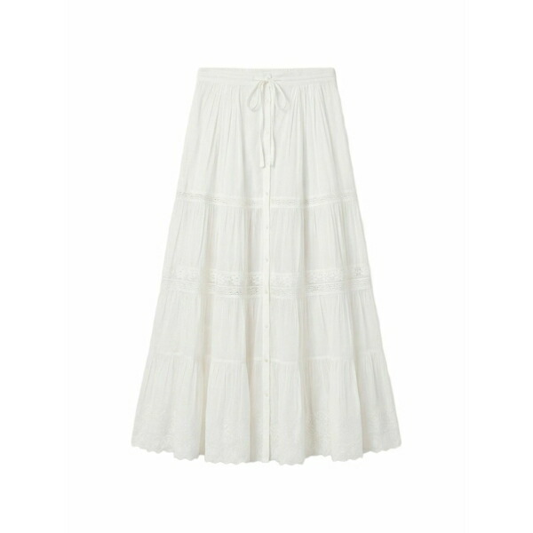 ヴァネッサ ブリューノ レディース スコート ボトムス Caravelle lace-trim tiered maxi skirt White