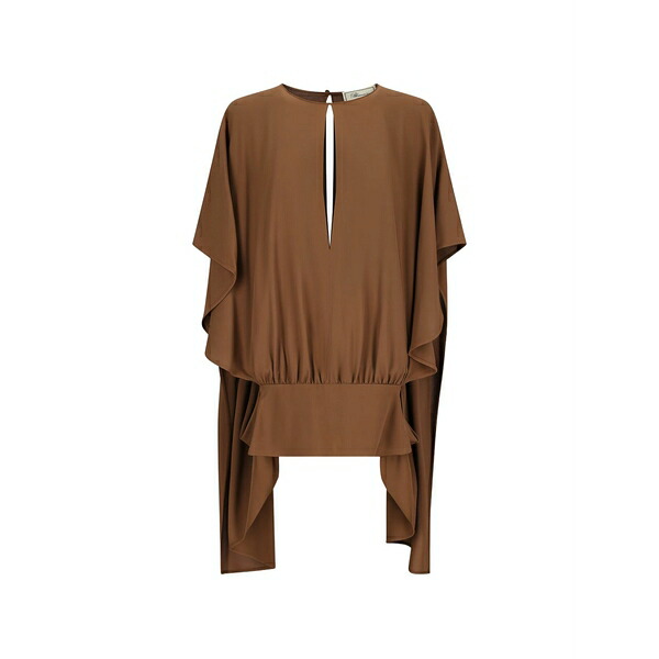 ブルマリン レディース プルオーバー トップス Ruffled blouse Brown