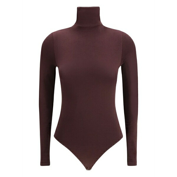 ウォルフォード レディース ティーシャツ トップス Turtleneck long-sleeve bodysuit Brown