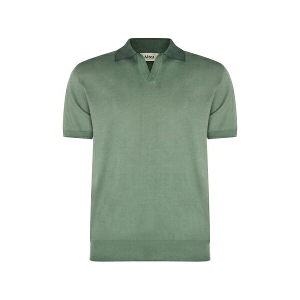 アルテア メンズ ポロシャツ トップス Short-sleeved cotton polo shirt Green｜asty