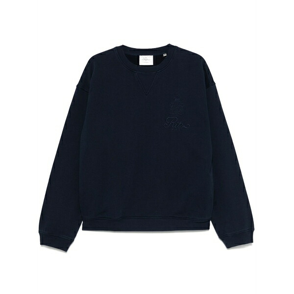 一こま メンズ パーカー・スウェットシャツ アウター Logo-embroidered sweatshirt Blue