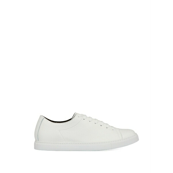 投げること御召しもの メンズ スニーカー シューズ Hammered rounded leather sneakers White