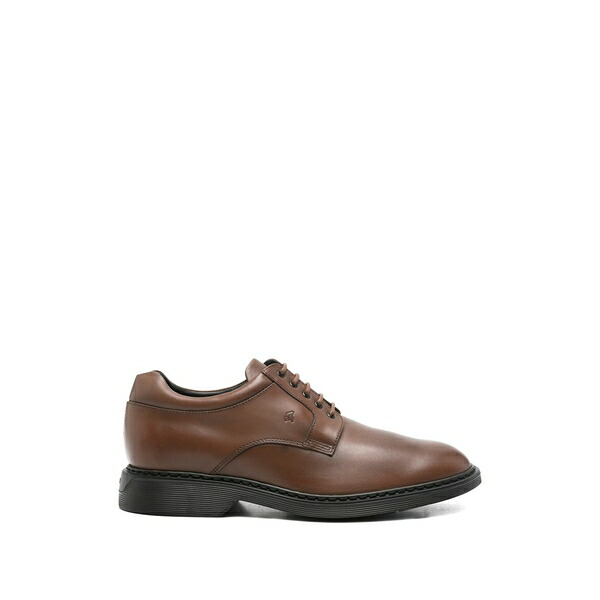 ホー火器 メンズ 御召しものシューズ シューズ Logo-embossed leather derby shoes Brown