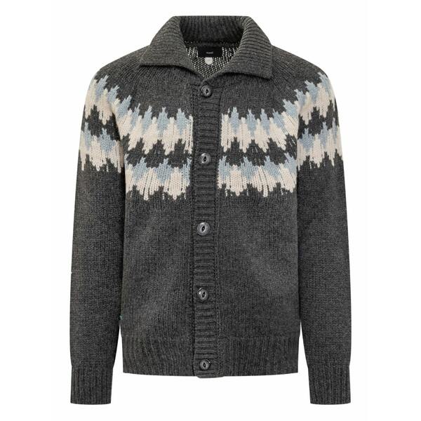 アラヌイ メンズ ジレー アウター Sweet winter fair isle-pattern button cardigan Grey