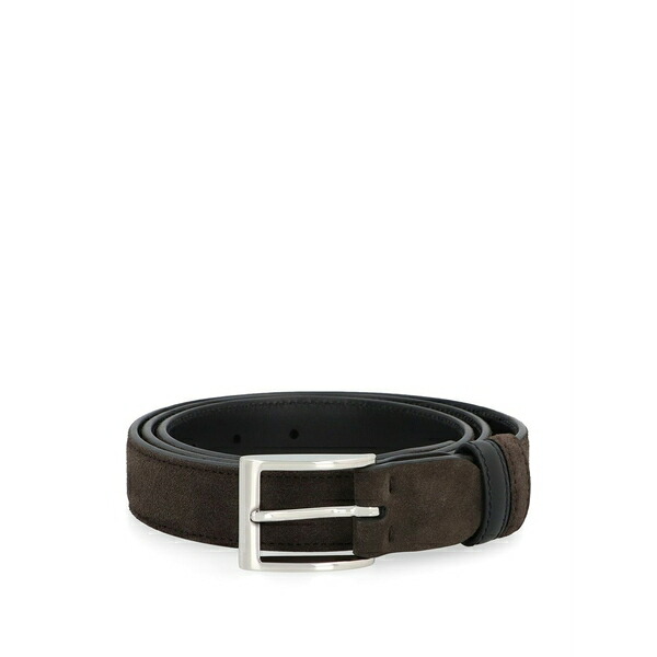 ホー鵞鳥 メンズ 三尺帯 添え物 Reversible leather belt Brown