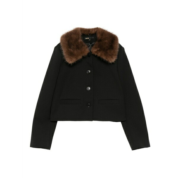 マージュ レディース 上衣＆上衣 アウター Cropped buttoned jacket Black