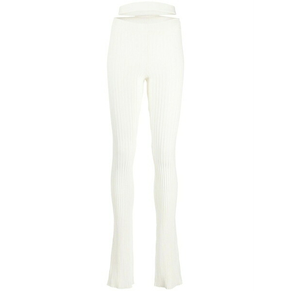 アンドレダモ レディース 心地好いズボン下 ボトムス Cut-out waist ribbed trousers White