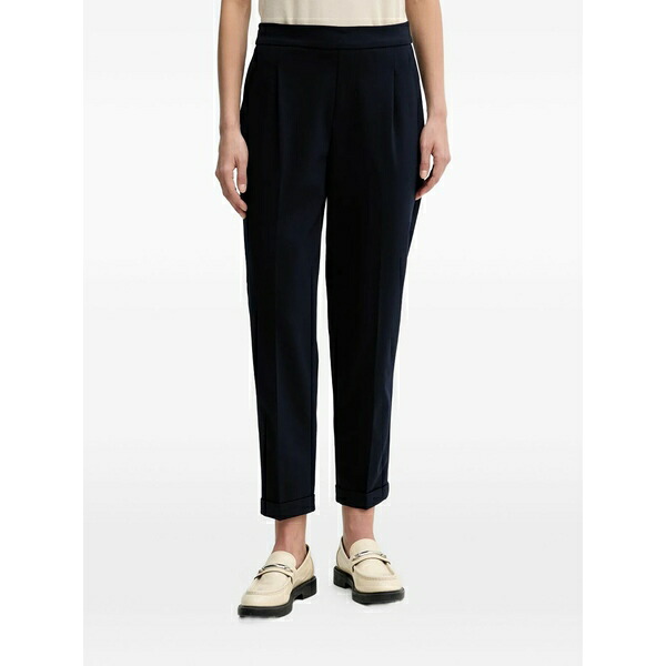 ベネトン  レディース 心地よいズボン下 ボトムス Pleated roll-up trousers Blue