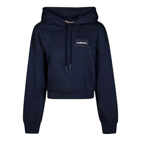 マルニ レディース パーカー・スウェットシャツ アウター Embroidered-patch hoodie Blue