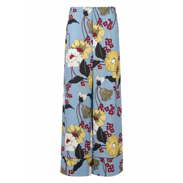 マルニ レディース カジュアルパンツ ボトムス Floral-print satin trousers Blue｜asty