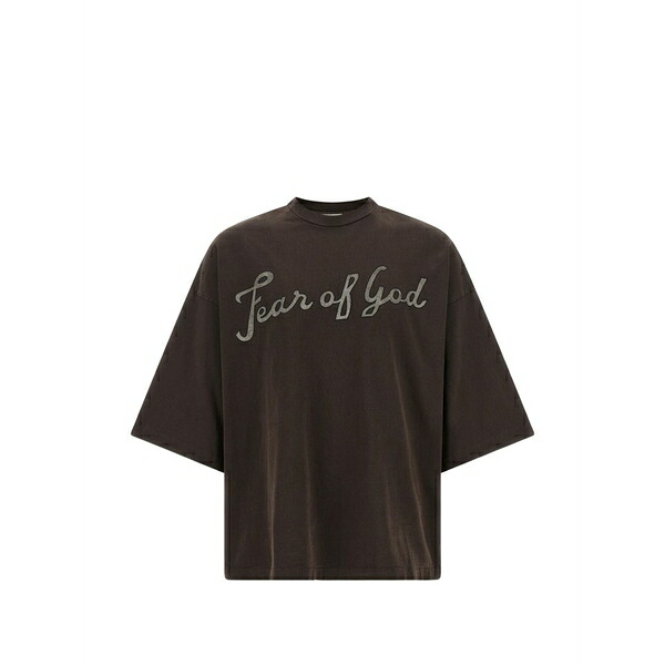 フィアオブゴッド メンズ ティーシャツ トップス 43 logo-print cotton t-shirt Brown