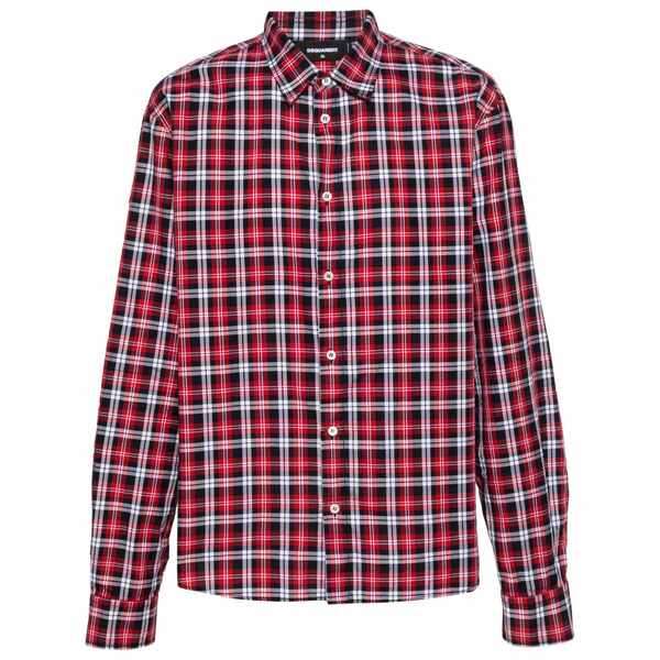 ディースクエアード メンズ プルオーバー トップス Canadian burbs checked shirt Red